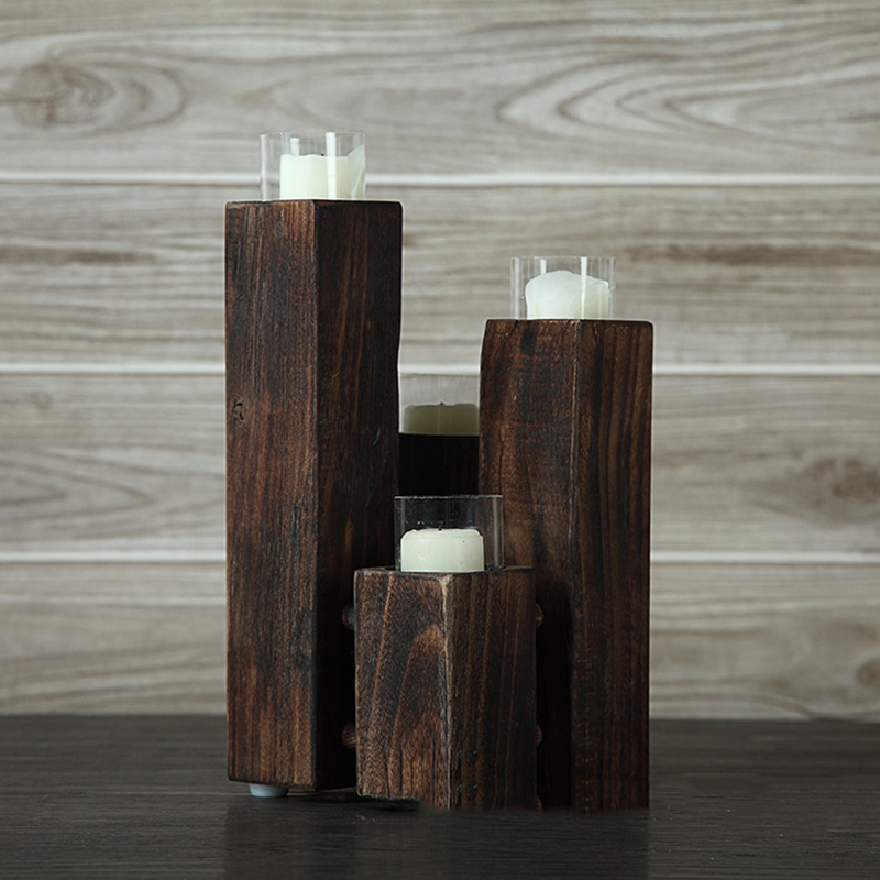 Free sample supply customized wholesale wooden candle holders with different sizes and shapes for home decor
